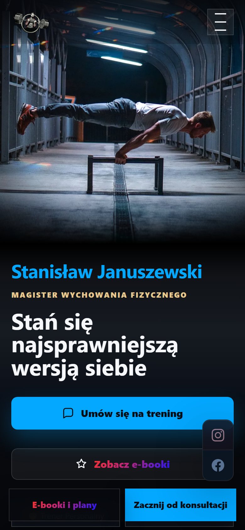 Podgląd mobilny strony Sztangisław - wąski ekran telefonu