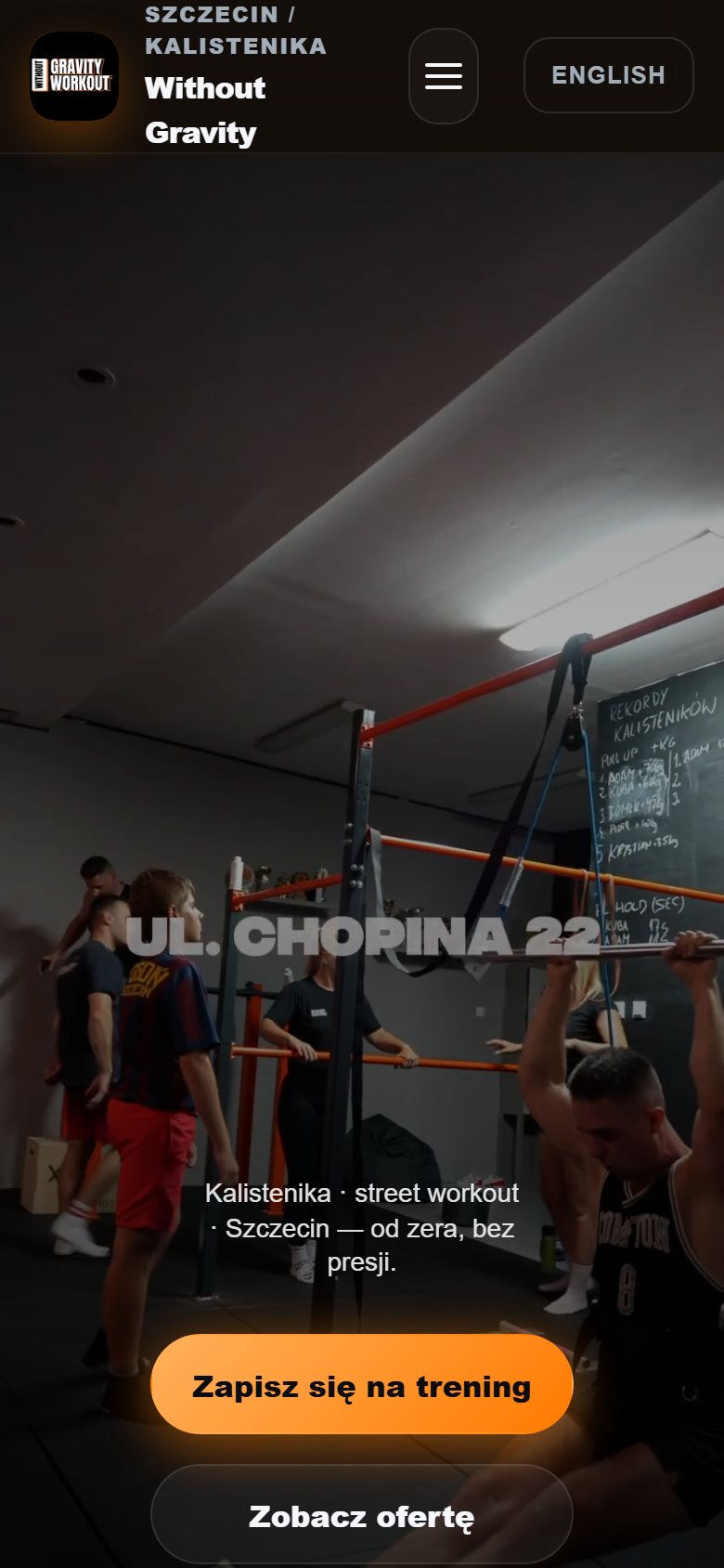Podgląd mobilny strony Without Gravity - wąski ekran telefonu
